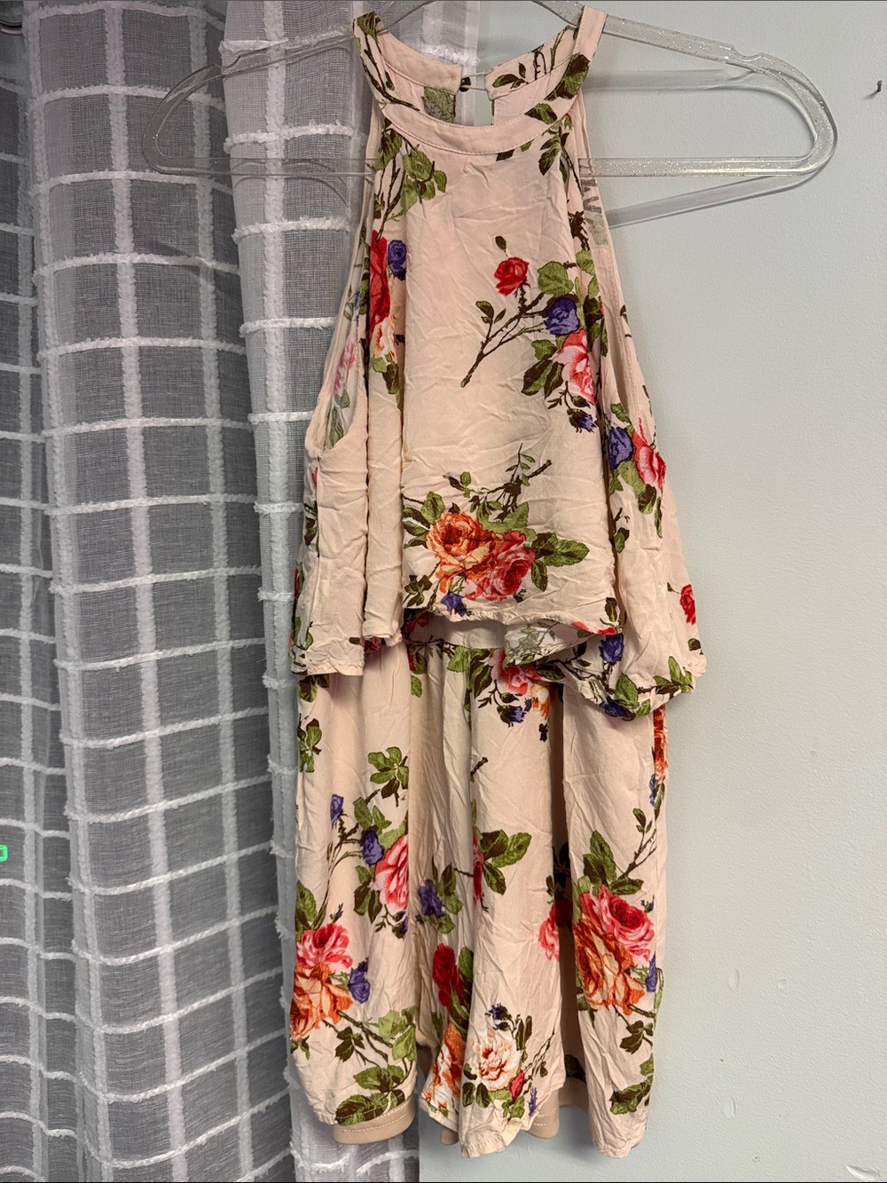 Onetheland Cream Floral Jumpsuit Romper Medium